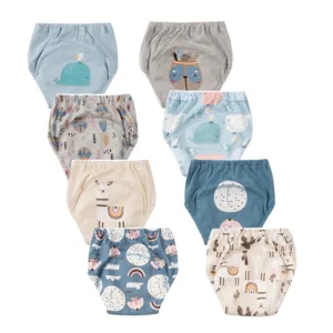 8 pcs Waterproof Baby Kids Potty Training Pants Reusable Toilet Trainer Panties Underwear Toddler Cloth Diaper NappiesBriefs